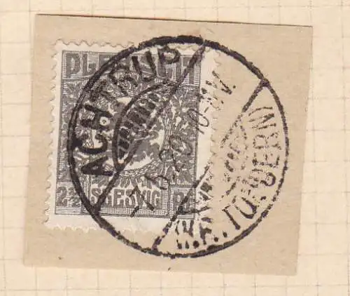 Wappen 2½  Pfg. auf Briefstück mit Stempel ACHTRUP (KR. TONDERN) 7.5.20