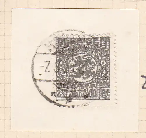 Wappen 2½  Pfg. auf Briefstück mit Stempel HOPTRUP *** 7.5.20