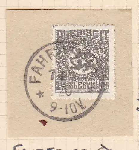 Wappen 2½  Pfg. auf Briefstück mit Stempel FAHRETOFT 7.5.20