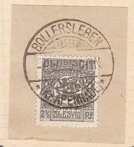 Wappen 2½  Pfg. auf Briefstück mit Stempel BOLLERSLEBEN (Kr. APENRADE) ** 6.5.20
