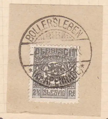 Wappen 2½  Pfg. auf Briefstück mit Stempel BOLLERSLEBEN (Kr. APENRADE) ** 6.5.20