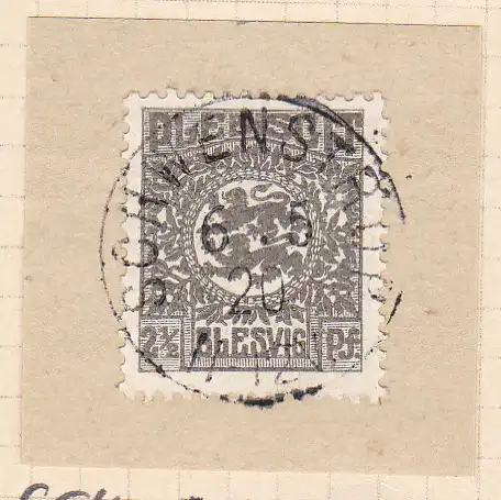 Wappen 2½  Pfg. auf Briefstück mit Stempel SCHWENSTRUP 6.5.20