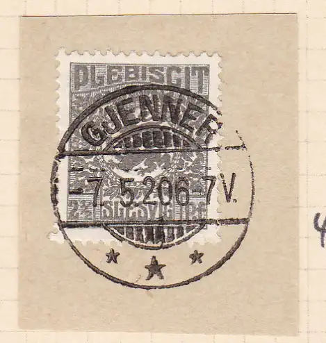 Wappen 2½  Pfg. auf Briefstück mit Stempel GJENNER *** 7.5.20