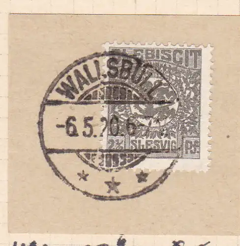 Wappen 2½  Pfg. auf Briefstück mit Stempel WALLSBÜLL *** 6.5.20