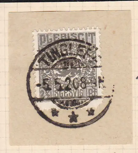 Wappen 2½  Pfg. auf Briefstück mit Stempel TINGLEFF *** 5.5.20