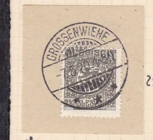 Wappen 2½  Pfg. auf Briefstück mit Stempel GROSSENWIEHE *** 7.5.20 