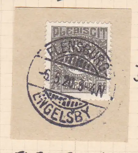 Wappen 2½  Pfg. auf Briefstück mit Stempel FLENSBURG-ENGELSBY 6.5.20