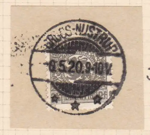 Wappen 2½  Pfg. auf Briefstück mit Stempel GROSS-NUSTRUP *** 6.5.20