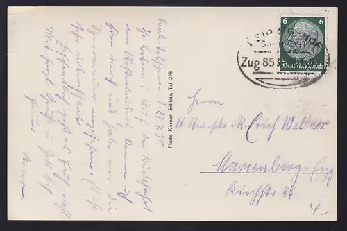 LEIPZIG-HOF BAHNPOST Zug 853 27.7.35 auf AK (Bleilochtalsperre)