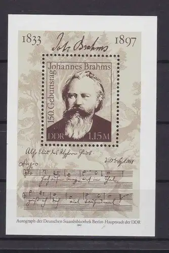 150. Geburtstag von Johannes Brahms, Block **