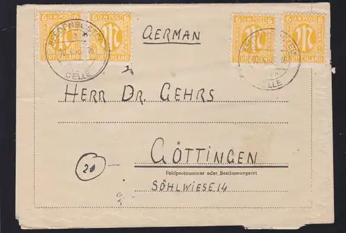 AM POST 6 Pfg. 4x auf Brief ab Beedenbostel über Celle 10.4.46 nach Göttingen