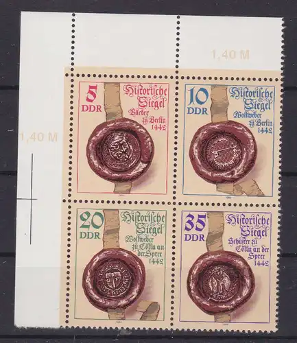 Historische Siegel (I), Eckrandviererblock **