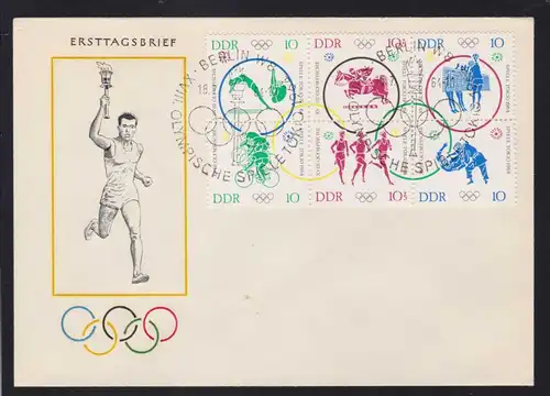 Olympische Sommerspiele Tokio 1964 Sechserblock auf FDC ohne Anschrift