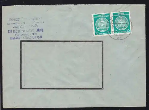 Staatswappen 10 Pfg. waager. Paar auf Fensterbrief des Staatlichen 