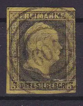 König Friedrich Wilhelm IV 3 Sgr. mit Nummernstempel 604 (= Hemer)