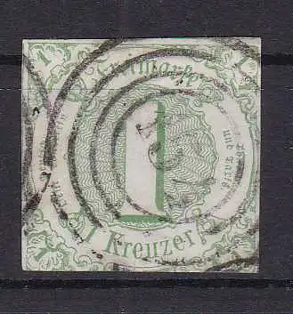 Ziffer 1 Kr. mit Nummernstempel 154 (= Seligenstadt)