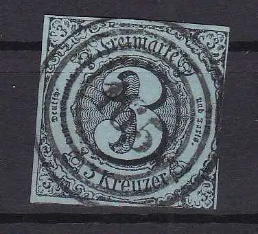 Ziffer 3 Kr. mit Nummernstempel 165 (= Zwingenberg)