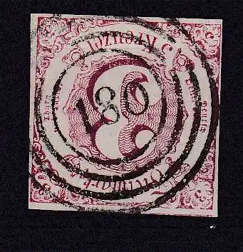 Ziffer 3 Kr. mit Nummernstempel 180 (= Hadamar)