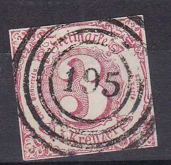 Ziffer 3 Kr. mit Nummernstempel 195 (= Montabaur)