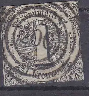 Ziffer 1 Kr. mit Nummernstempel 200 (= Oestrich)