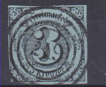 Ziffer 3 Kr. mit Nummernstempel 219(= Meisenheim)