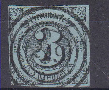 Ziffer 3 Kr. mit Nummernstempel 219(= Meisenheim)