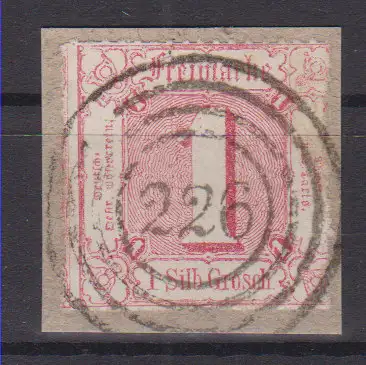 Ziffer 1 Sgr. auf Briefstück mit Nummernstempel 226(= Bürgel)