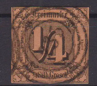 Ziffer ¼  Sgr. mit Nummernstempel 235(= Ilmenau)