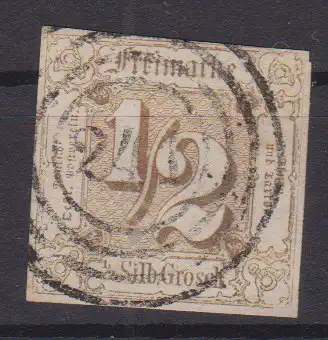 Ziffer ½ Sgr. mit Nummernstempel 241(= Ostheim vor der Rhön)
