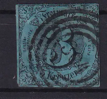 Ziffer 3 Kr. mit Nummernstempel 304(= Haigerloch)