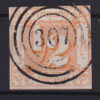 Ziffer ½ Sgr. mit Nummernstempel 307(= Creuzburg)