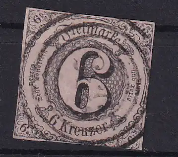 Ziffer 6 Kr. mit Nummernstempel 335(= Ostrach)