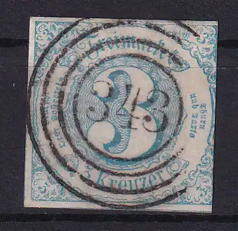 Ziffer 3 Kr. mit Nummernstempel 343(= Altenstadt)