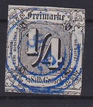 Ziffer ¼ Sgr. mit blauem Nummernstempel 358(= Friedrichswerth), gepr. Pfenninger