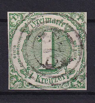 Ziffer 1 Kr. mit Nummernstempel 376(= Lindenfels)