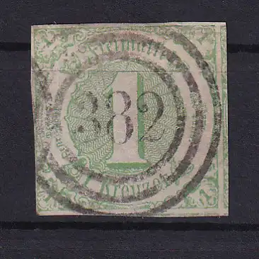 Ziffer 1 Kr. mit Nummernstempel 382(= Ermenrod)