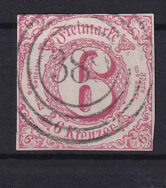 Ziffer 6 Kr. mit Nummernstempel 389(= Lauscha)