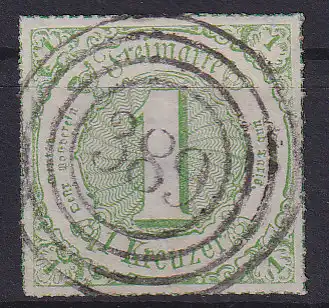 Ziffer 1 Kr. mit Nummernstempel 389(= Lauscha)