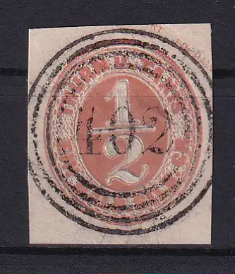 Ziffer ½ Sgr. Ganzsachenausschnitt mit Nummernstempel 402 (= Berga)