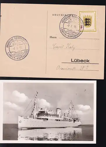 DEUTSCHE SCHIFFSPOST M.S. Dania Reederei Hans Lehmann Lübeck LÜBECK-KOPENHAGEN 