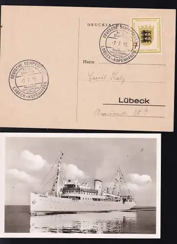 DEUTSCHE SCHIFFSPOST M.S. Dania Reederei Hans Lehmann Lübeck LÜBECK-KOPENHAGEN 