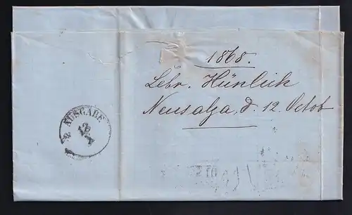 Ziffer 1 Gr. auf Brief mit R3 NEUSALZA IN SACHSEN 12.X.68 nach Zittau