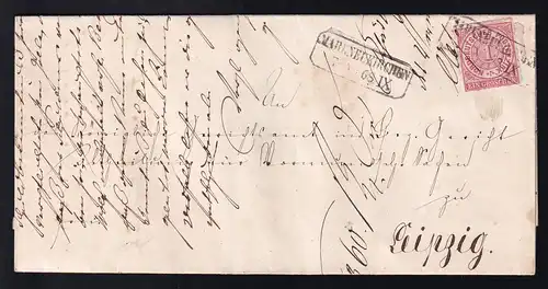 Ziffer 1 Gr. auf Brief mit R2 MARKNEUKIRCHEN 7.X.68 nach Leipzig
