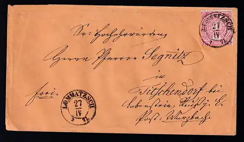 Ziffer 1 Gr. auf Brief mit K2 LOMMATZSCH 27.IV.71 nach Titschendorf