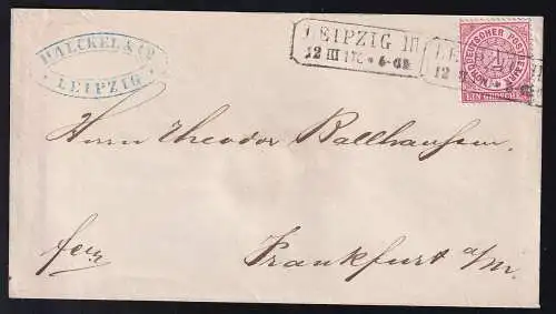 Ziffer 1 Gr. auf Firmenbrief (Haeckel & Co., Leipzig) mit R2 LEIPZIG III