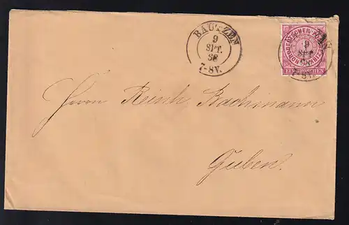 Ziffer 1 Gr. auf Brief mit K2 BAUTZEN 9 SPT 68 nach Guben