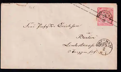 Ziffer 1 Gr. mit K1 POTSDAM 26.2. nach Berlin