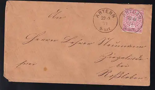 Ziffer 1 Gr. auf Brief mit K1 ARTERN 23.12.71 nach Ziegelsrode bei Roßleben, 