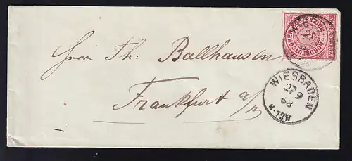 Ziffer 1 Gr. auf Brief mit K1 WIESBADEN 27.9.68 nach Frankfurt a/M