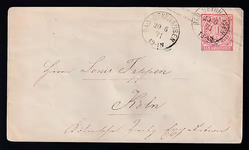 Ziffer 1 Gr. mit K1 BAD OEYNHAUSEN 20.6.71 nach Cöln